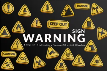 Warning Sign 3D Icon Pack