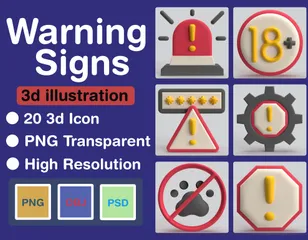 Warning Signs 3D Icon Pack