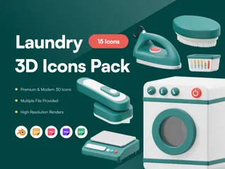 Wäscherei 3D Icon Pack