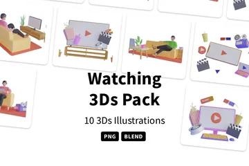 Watching 3D Illustration Pack