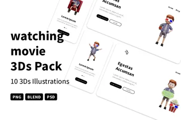 Watching Movie 3D Illustration Pack