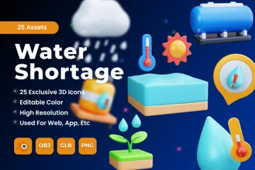 Water Shortage 3D Icon Pack