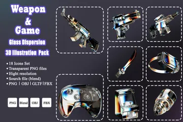 武器とゲームのガラスの分散 3D Iconパック