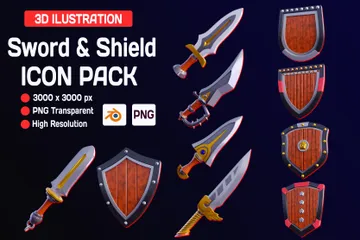 Sword & Shield 3D Icon Pack