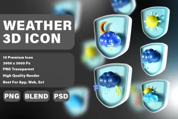 シールド付き天気 3D Iconパック