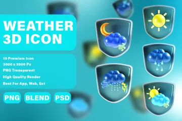 シールド付き天気 3D Iconパック