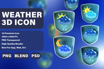 Weather With Shield 3D Icon Pack