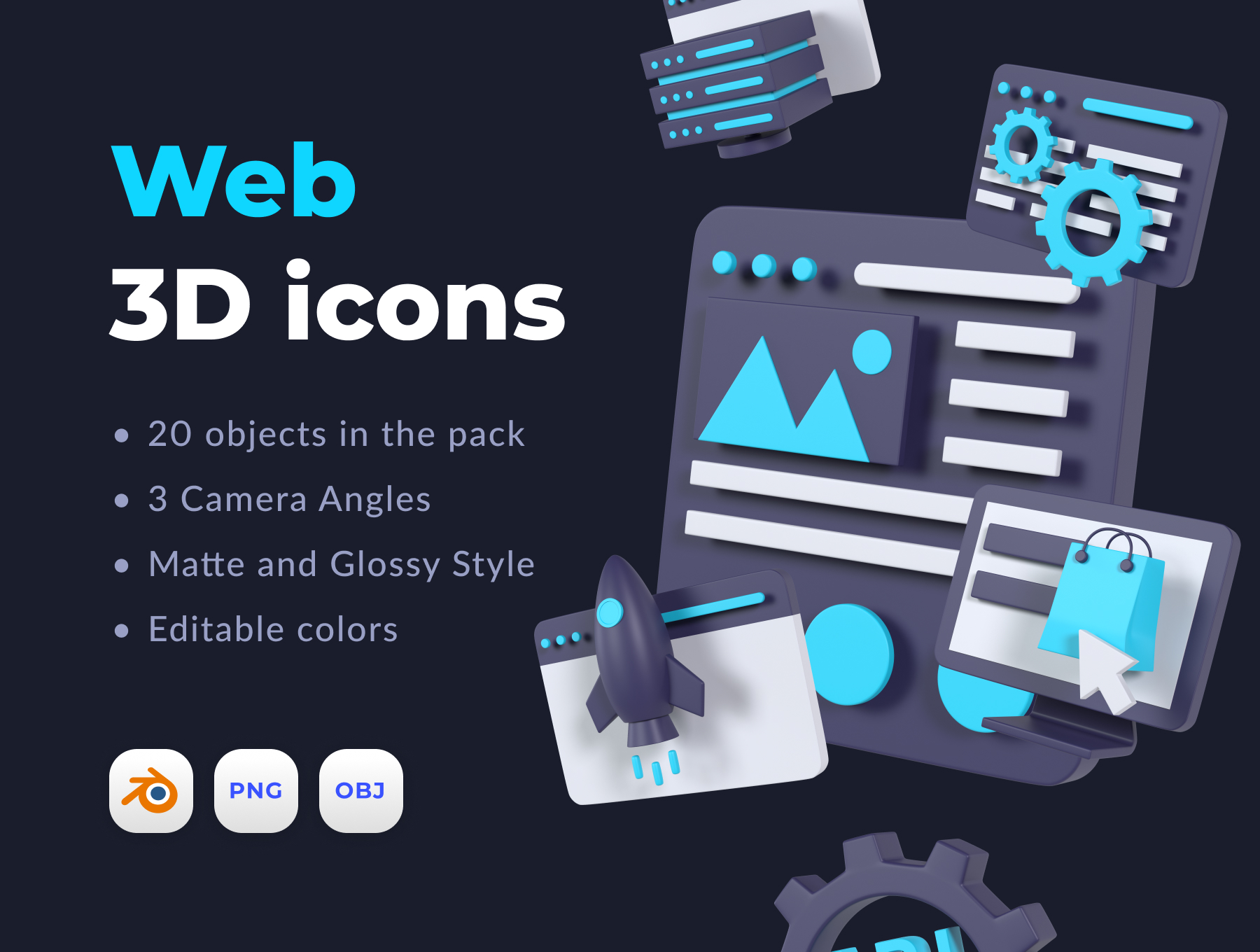 Web 3D Illustration Pack - 20 Free Download Design & Development 3D ...