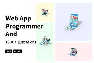 웹 앱 프로그래머 및 개발자 3D Icon 팩