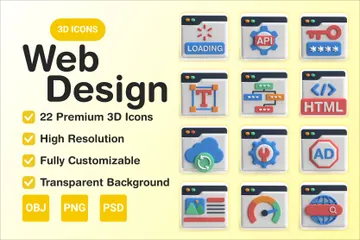 Web Design 3D Icon Pack