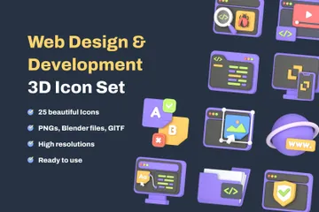 Web Design And Development 3D Icon Pack