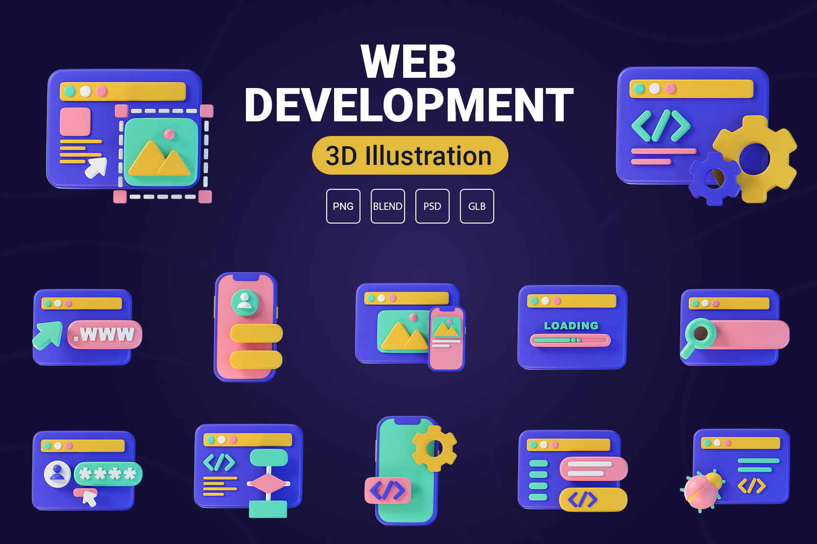 Web Development 3D Icon Pack - 20 Free Download Design & Development 3D ...