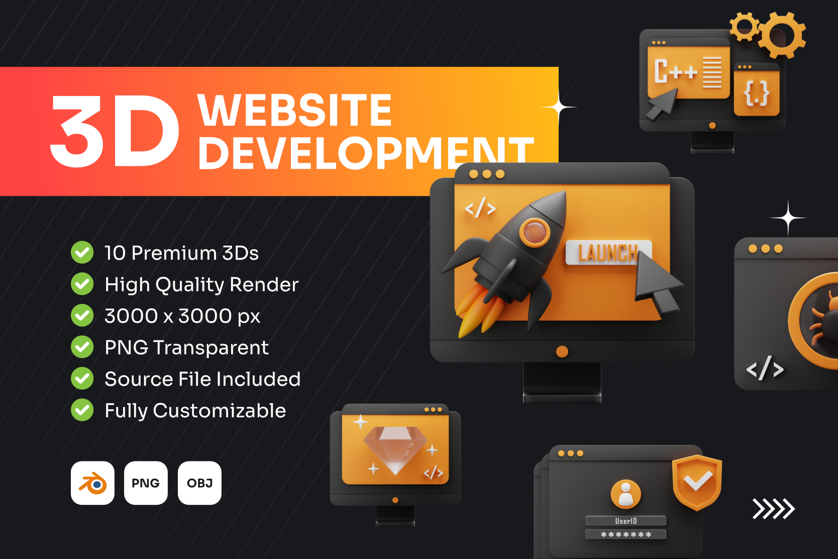 Web Development 3D Icon Pack - 10 Free Download Design & Development 3D ...