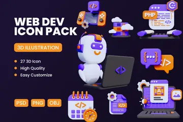 Web Entwicklung 3D Icon Pack