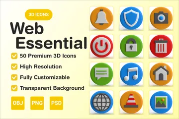 Web esencial Paquete de Icon 3D