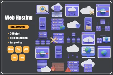 Web Hosting 3D Icon Pack