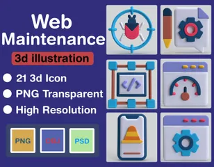 Web Maintenance 3D Icon Pack