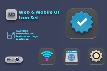 IU para Web e dispositivos móveis Pacote de Illustration 3D
