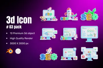 Web Page Analysis Optimisation 3D Icon Pack
