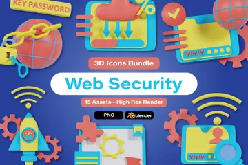 Web Security Elements 3D Icon Pack