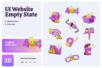 Website Empty State 404 3D Icon Pack
