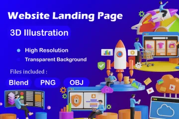 Website Landing Page 3D Illustration Pack