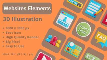 Webseiten-Elemente 3D Icon Pack