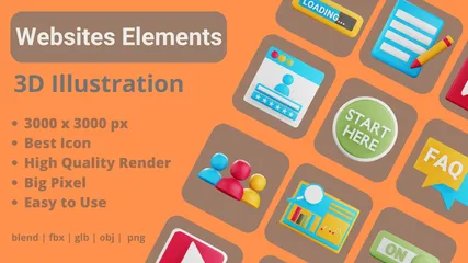 Websites Elements 3D Icon Pack