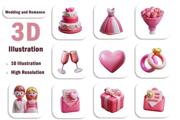 Wedding And Romance 3D Icon Pack