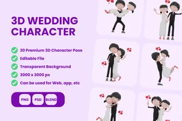 Wedding Character 3D Illustration Pack
