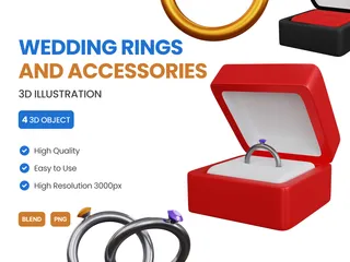 Wedding Rings And Accessories 3D Icon Pack