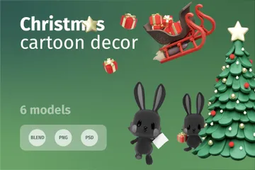 Weihnachts-Cartoon-Dekor 3D Icon Pack