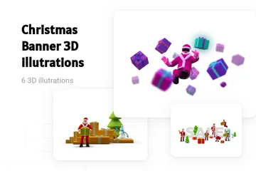 Weihnachtsbanner 3D Illustration Pack