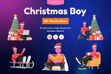 Weihnachtsjunge 3D Illustration Pack