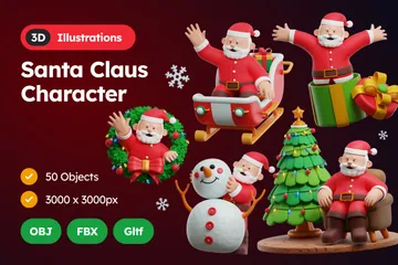 Weihnachtsmann-Charakter 3D Illustration Pack