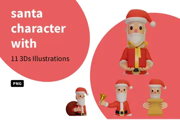 Weihnachtsmann, Zeichen, Mit, Weihnachten Neues Jahr 3D Illustration Pack