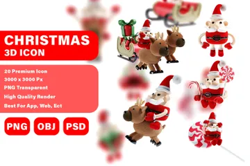 Weihnachtsmann Weihnachten 3D Illustration Pack