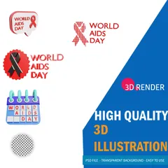Welt-AIDS-Tag 3D Illustration Pack