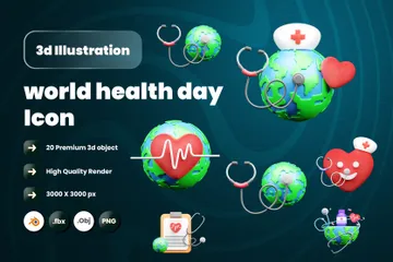 Weltgesundheitstag 3D Icon Pack