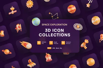 Weltraumforschung 3D Icon Pack