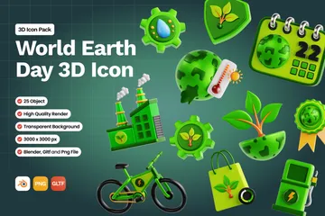 Welttag der Erde 3D Icon Pack