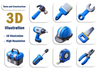 Werkzeuge und Konstruktion 3D Icon Pack