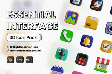 Wesentliche Schnittstelle 3D Icon Pack