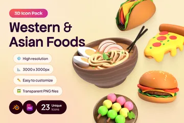 Western & Asian Foods 3D Icon Pack
