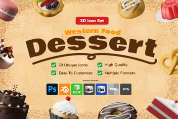 Western Food Dessert 3D Icon Pack