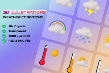 Wetter und Temperatur 3D Illustration Pack