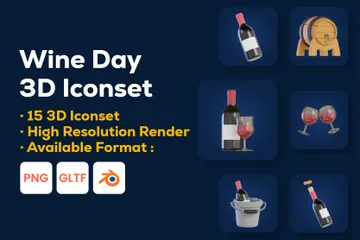 Wine Day 3D Icon Pack
