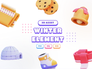 Winter Element 3D Icon Pack