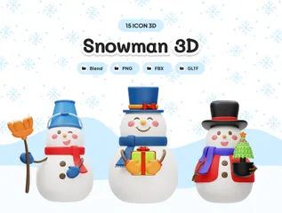 Winter Snowman 3D Icon Pack