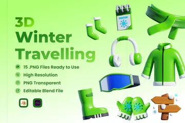 Winter Travelling 3D Icon Pack